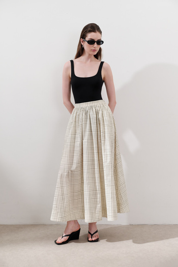 Manuka Patterned Poplin Skirt Yellow