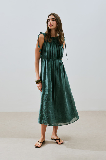 Manuka Tie-Up Detail Sleeveless Dress Green