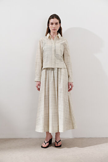 Manuka Patterned Poplin Skirt Yellow
