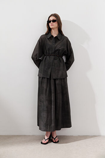 Manuka Patterned Cotton Light Shirt Anthracite