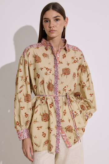 Manuka Patterned Cotton Shirt Moly
