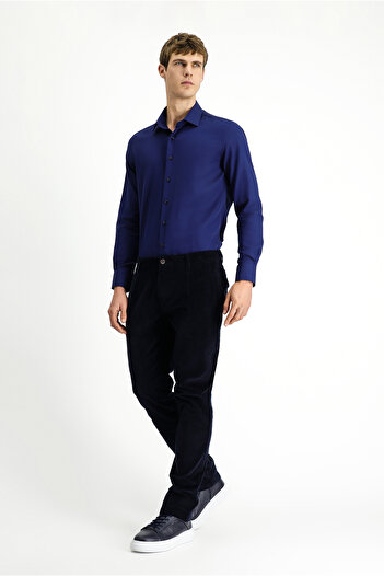 Kiğılı Regular Fit Lycra Pleated Velvet Trousers