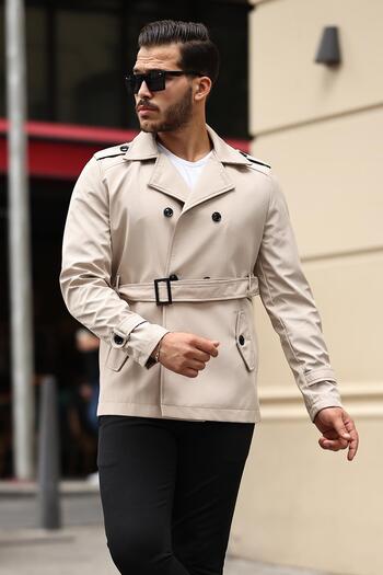 Delpino Men's Long Belted Slim Fit Trench Coat