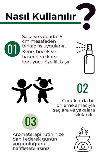 Greenlabel %100 Doğal Uçucu Yağlar ile Hazırlanan Sivrisinek ve Kene, Bit Kovucu Saç ve Vücut Spreyi 100ML