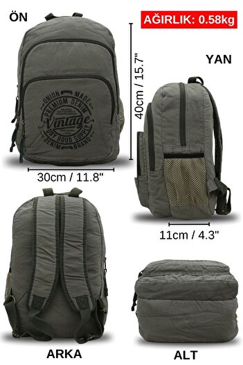 DARK COTTON 5017 Çağla Green Cotton School Laptop MacBook Camping Travel Daily Campus Backpack