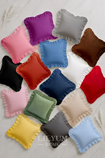 LILYUM 100% Cotton Ruffle Decorative Throw Pillow Case – 43X43 cm (1Pc)