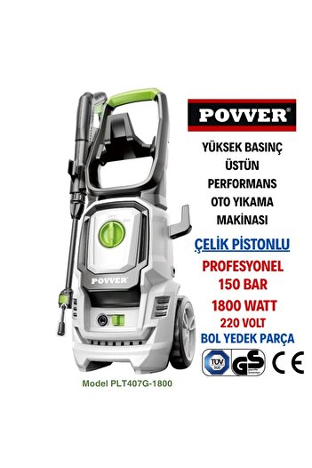 POWER Profesyonel KÖMÜRSÜZ Uzun Ömürlü İNDİKSİYON MOTORLU Yüksek Basınçlı Yıkama Makinası (1800 W-150 BAR)