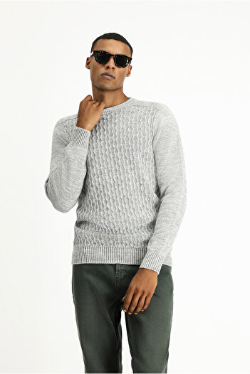 Kiğılı Crew Neck Regular Fit Seamless Patterned Knitwear Sweater