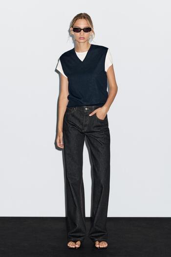 Massimo Dutti Orta bel geniş paça jean