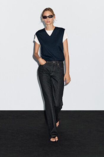 Massimo Dutti Orta bel geniş paça jean