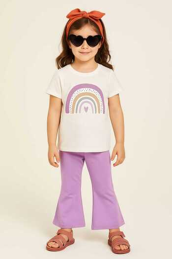 bebekpare Girl's Summer Spanish Suit Rainbow Printed