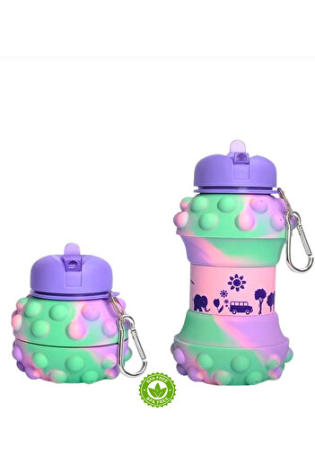 MİMOZA PARK 100% Silicone Pop-Up Water Bottle and Flask for Children Adult Sports Water Bottle 550 ml Pop-Up