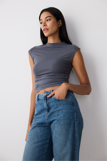 Penti Anthracite Side Gather Detailed Top
