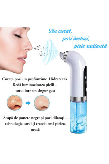 OEM Blackhead remover, bubble cleaner, 3-stage vacuum, blue light, USB, white