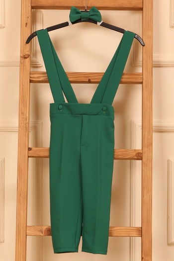 KÜÇÜĞÜM BUTİK Green Salopet Trousers and Bow Tie (Salopet-Bowknot)