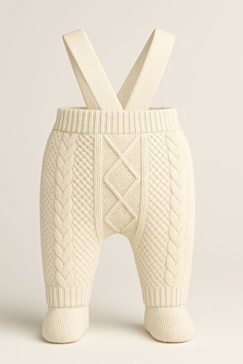 Minytrendy Baby Girl Boy Newborn Jumpsuit Knitwear Adjustable Strap Salopet Booties Trousers Baby Gift
