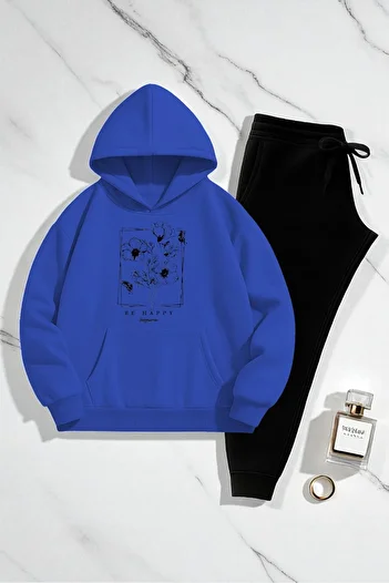 uyguntarz Σετ φούτερ Unisex Be Happy με στάμπα oversize