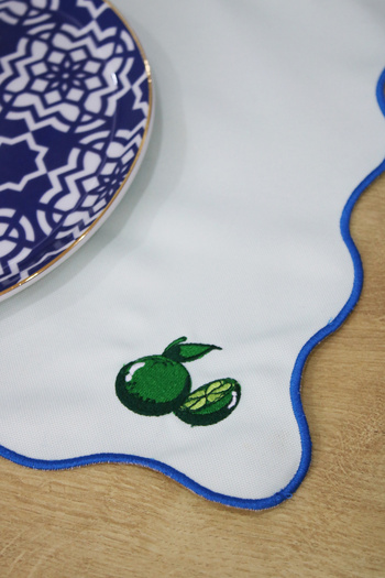 ASDİVA Juvi Lime Lemon Embroidery Detailed American Service 30X45 cm - Green Stylish Design