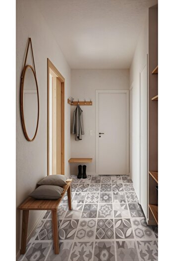 DECOMALL K-27 Kendinden Yapışkanlı FOLYO KARO Suya Dayanıklı Mutfak Banyo Zemin Kaplama 30x30 Cm(4 ADET)