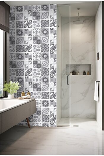 DECOMALL K-27 Kendinden Yapışkanlı FOLYO KARO Suya Dayanıklı Mutfak Banyo Zemin Kaplama 30x30 Cm(4 ADET)