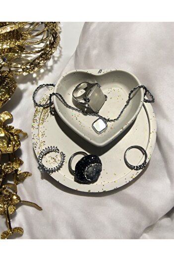 Emsay Store Glitter Διακοσμητικό Μοντέρνο Δαχτυλίδι και Αξεσουάρ Βάση Κοσμήματα Πιάτο 2 Τεμάχια