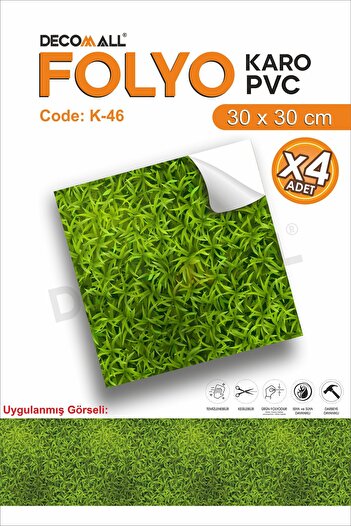 DECOMALL K-46 Kendinden Yapışkanlı FOLYO KARO Suya Dayanıklı Mutfak Banyo Zemin Kaplama 30x30 Cm(4 ADET)