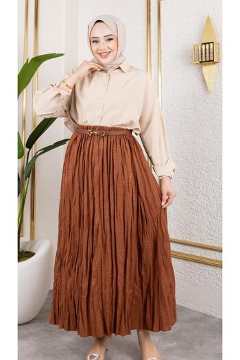HARMAN BUTİK Wrinkled Linen Skirt