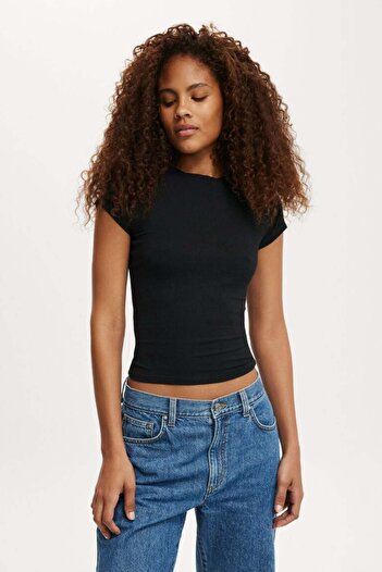 Madmext Black Crew Neck Basic Women's T-Shirt Mg2479
