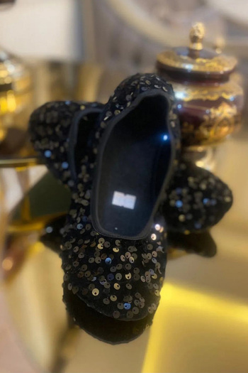 CEYDA SHOES Paillettes Velvet Home, Hajj, Umrah, Gift, Daily Ballet Flats, Sequined Ballet Flats, Slippers, Booties, Show Kitty