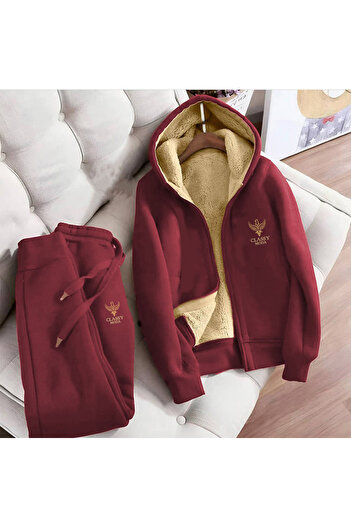 Classy Tracksuit Set - 2 Pieces - Bottom-Top - Embroidery - Hooded - 3 Thread Raster - Top Inner Welsoft Excluding Sleeves