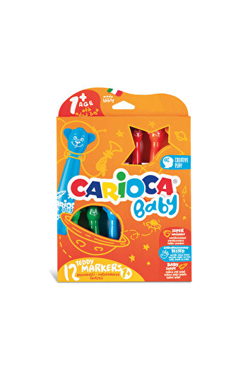 CARIOCA 12 Pieces Teddy Jumbo Baby Super Washable Crayons Set