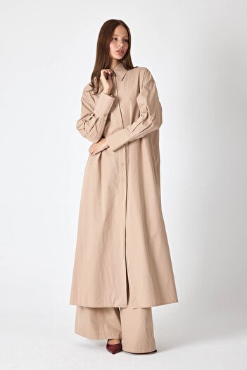 Merve DAĞLI Bella Poplin Maxi Camel Tunic