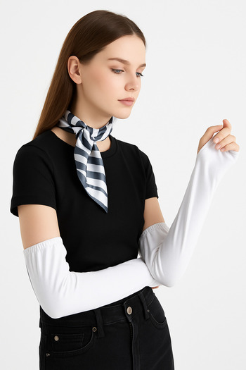 mirach Set of 3 Combed Cotton Sleeves with Finger Detail Black White Gray