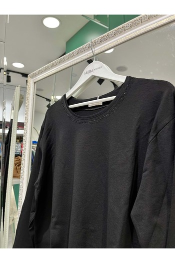 MERAM BUTİK Reyyan Anne Padding with Stone Collar - Black - XXL