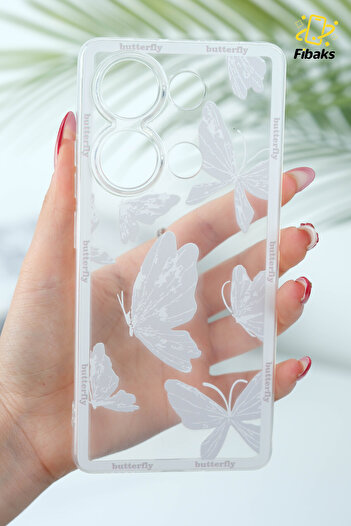 Fibaks Redmi Note 13 Pro 4g |   Case Camera Protection Transparent Butterfly Pattern Flexible Soft Silicone Cover