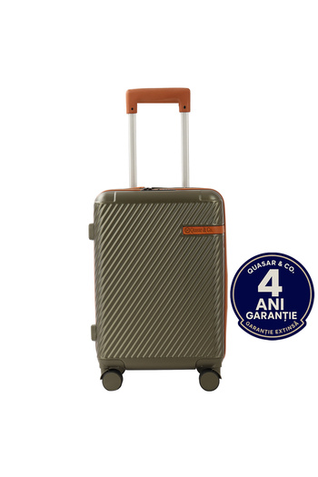 Quasar & Co. Cabin trolley 56x38x23cm, hand luggage, trolley with lock, 4 double wheels, ABS suitcase, Khaki