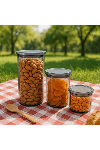 DEEMBRO Set of 3 Crystal Storage Containers 0.500 Ml-1000 ml -1500 ml Round Vacuum Airtight