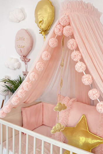 PAMUKA Bebek Beşik Cibinliği Tül Sineklik Baby Pink