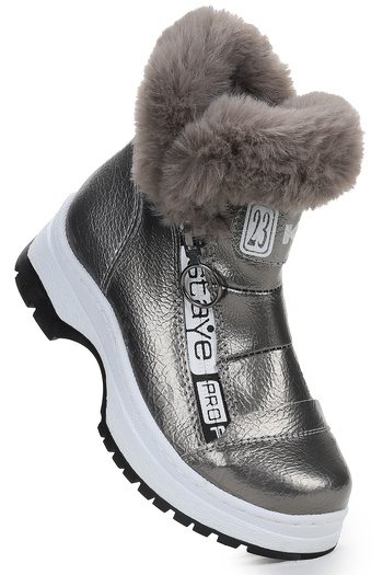 Kiko Kids 250 Patent Leather Cracked Zippered Girl's Boots