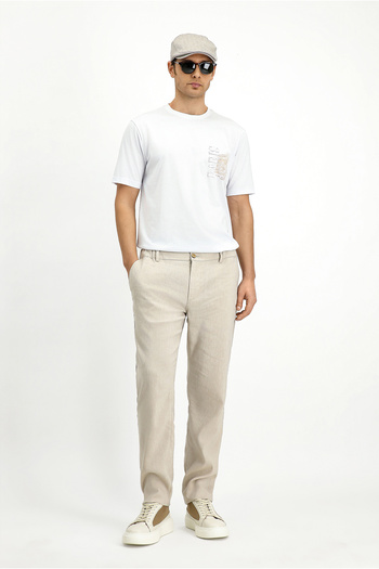Kiğılı Κλασικό παντελόνι Slim Fit λινό με ίσια ελαστική μέση