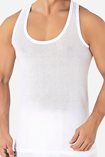 Arma Yıldız Men's Summer Mesh Undershirt White Cotton 3 Pack