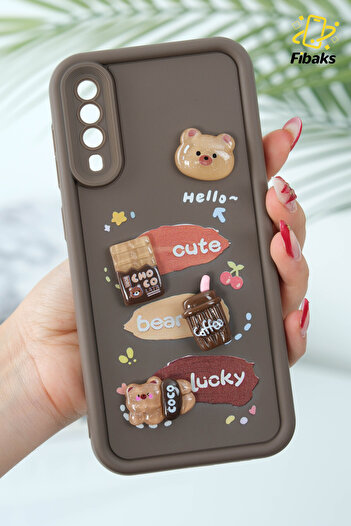 Fibaks Galaxy A50/a30s Compatible Case Designed Patterned Camera Protected Teddy Bear Brown Color Soft Silicone