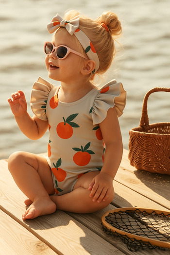 rg kidsstore Baby Girl Uv Protection Full Lycra Quick-Drying 2-Piece Swimsuit Set_Rg281