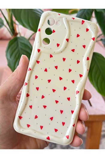 Fibaks Case for Samsung Galaxy S20 Fe Silicone Cover with Camera Protection Wave Edge Red Heart Pattern