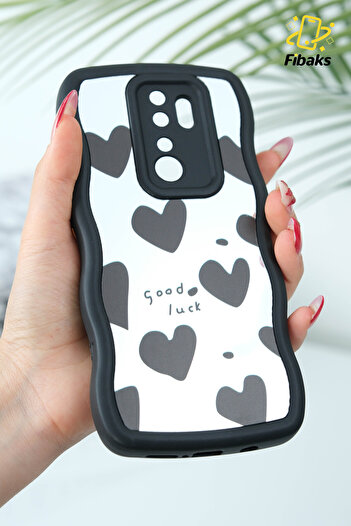 Fibaks Xiaomi Redmi Note 8 Pro Compatible Case Mirrored Heart Patterned Edged Camera Protected Silicone Cover