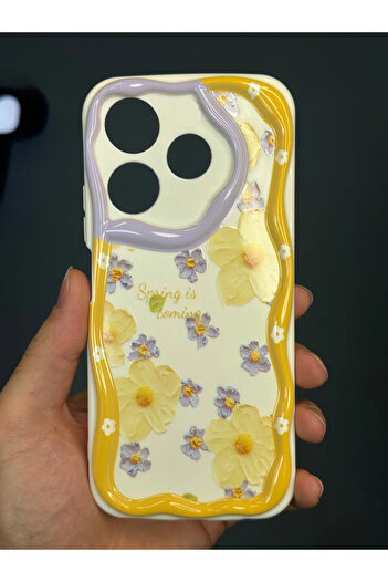 Fibaks Case for Xiaomi Redmi 13 4g Design Patterned Camera Protection Daisy Flower Color Silicone Cover