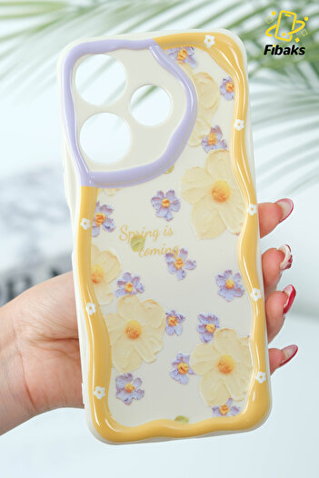 Fibaks Case for Xiaomi Redmi 13 4g Design Patterned Camera Protection Daisy Flower Color Silicone Cover