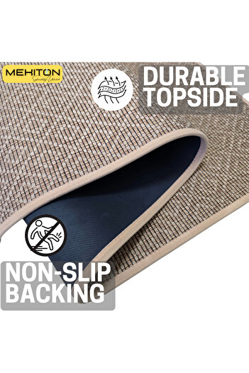 MEKITON Set of 2 Anti-Fatigue Non-Slip Rubber Mats, Washable Kitchen Rugs, Beige