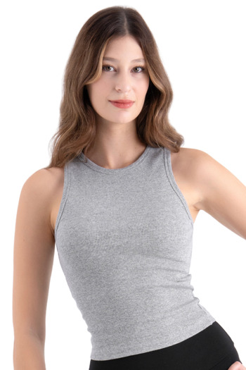 di base Flexible and Breathable Cotton Gray Women's Basic Tank Top