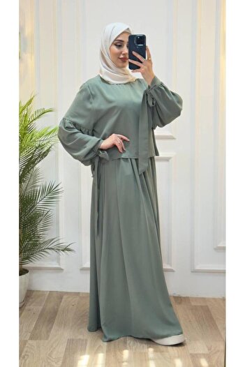 Tebrikler tekstil Two Piece Women's Hijab Ferace Model G3072